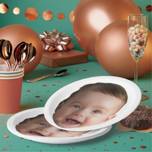 Assiettes En Carton Custom Baby Face, Funny custom photo (Multi)