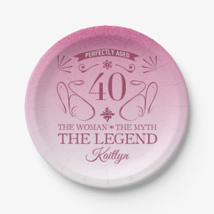 Assiettes En Carton Custom Cute Happy 40th Birthday
