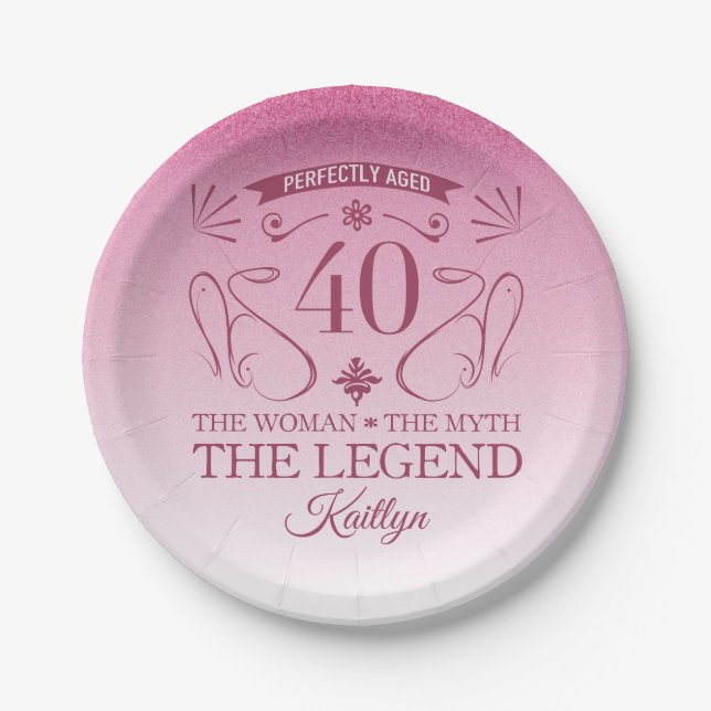 Assiettes En Carton Custom Cute Happy 40th Birthday (Devant)