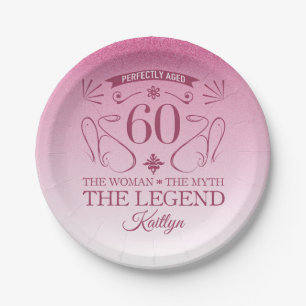 Assiettes En Carton Custom Cute Happy 60th Birthday