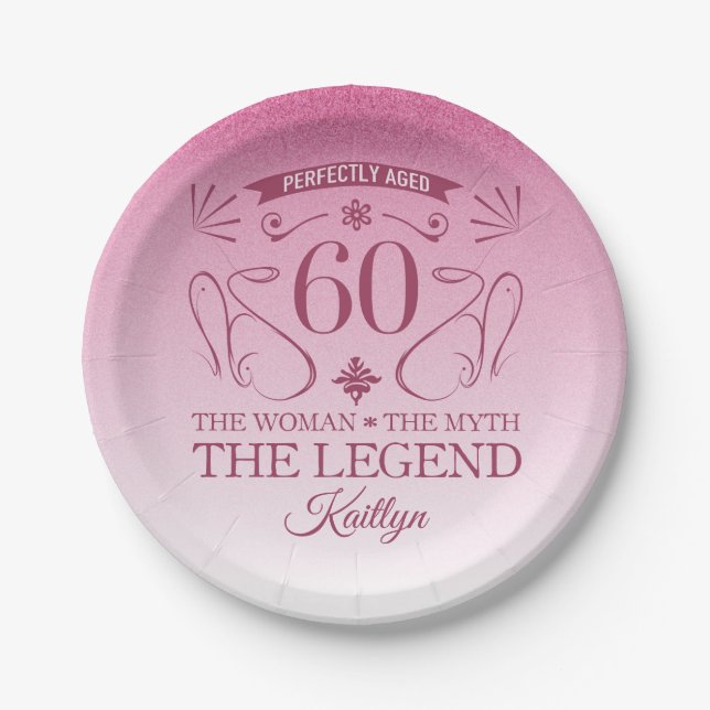 Assiettes En Carton Custom Cute Happy 60th Birthday (Devant)