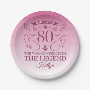 Assiettes En Carton Custom Cute Happy 80th Birthday