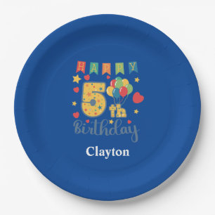 Assiettes En Carton Custom Happy 5th Birthday Party