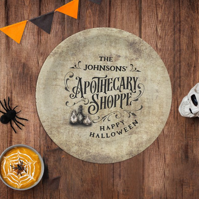 Assiettes En Carton Custom Happy Halloween  (Happy Halloween Apothecary Shoppe Custom Paper Plates)