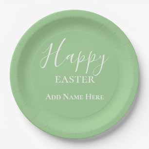 Assiettes En Carton Custom Happy Pâques Pastel Vert Pâques Brunch