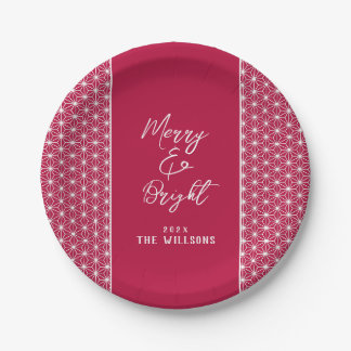 Assiettes En Carton Custom Japandi Christmas Paper Plate – Asanoha 