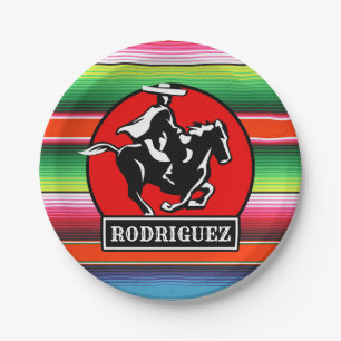 Assiettes En Carton CUSTOM NAME Charro Horse Spanish Mexican Serape