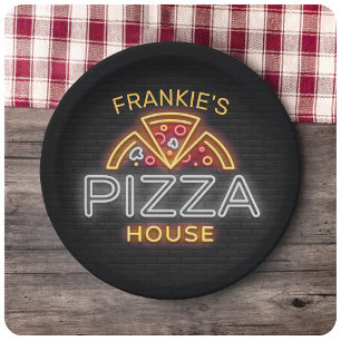 Assiettes En Carton Custom Neon Italian Pizzeria Pizza House