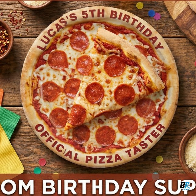 Assiettes En Carton Custom Pepperoni Pizza 5th Birthday-Personalized  (Créateur téléchargé)