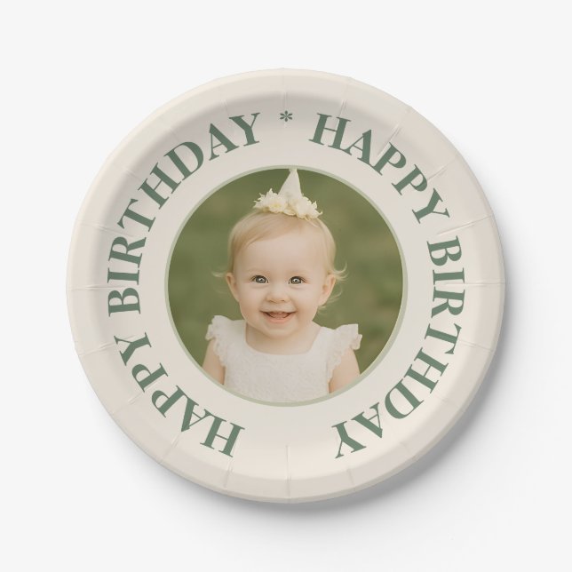Assiettes En Carton Custom Photo Birthday Sticker -Personal Invitation (Devant)