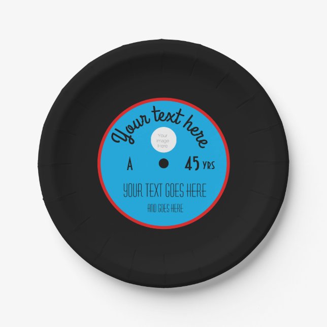 Assiettes En Carton Custom Vinyl Record Paper Plates – Personalized  (Devant)