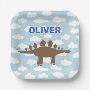 Assiettes En Carton Customisé Cute Stegosaurus Dinosaur Anniversaire d