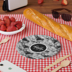 Assiettes En Carton Customisez votre motif photo noir blanc Monogramme
