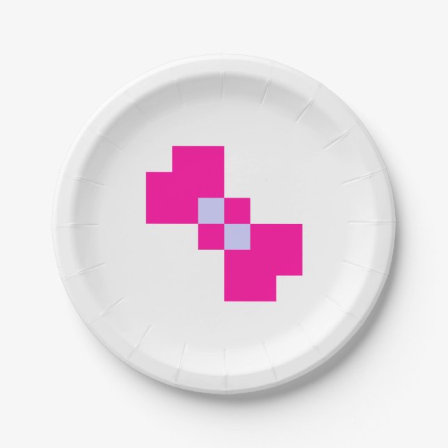 Assiettes En Carton Cute 8 bits Pixel Bow (Devant)