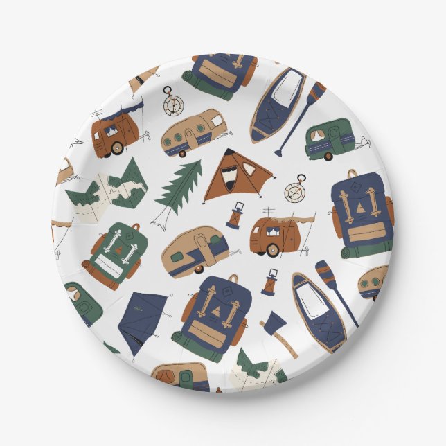Assiettes En Carton Cute Adventure Doodle Motif Plaques papier (Devant)