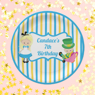Assiettes En Carton Cute Alice au Wonderland Anniversaire de enfant Pa