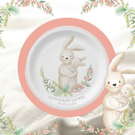 Assiettes En Carton Cute Animaux Bunny Baby shower rose personnalisé