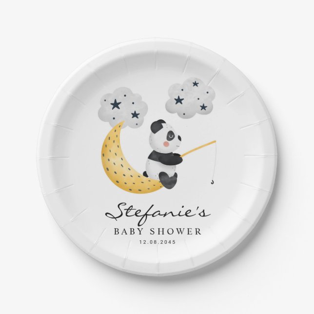 Assiettes En Carton Cute Aquarelle Panda Twinkle Baby shower Twinkle (Devant)
