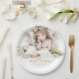 Assiettes En Carton Cute Aquarelle Petite fille Angel Religieux