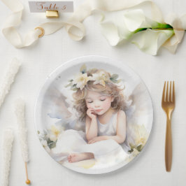 Assiettes En Carton Cute Aquarelle Petite fille Angel Religieux