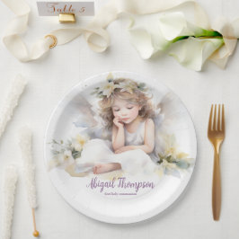Assiettes En Carton Cute Aquarelle Petite fille Angel Religieux