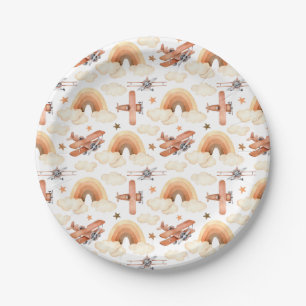 Assiettes En Carton Cute aquarelle Rainbow Motif d'avion
