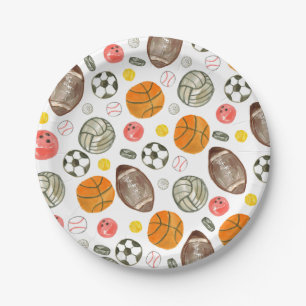 Assiettes En Carton Cute Aquarelle Sports Ball Enfants Anniversaire