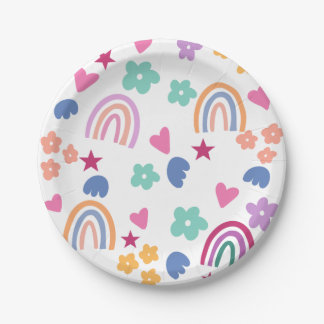 Assiettes En Carton Cute arc-en-ciel