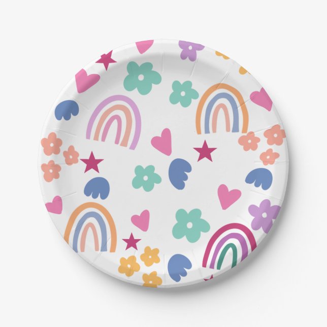 Assiettes En Carton Cute arc-en-ciel (Devant)