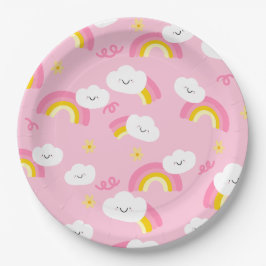 Assiettes En Carton Cute arc-en-ciel et nuages Plaque en papier