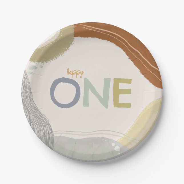 Assiettes En Carton Cute Arc-en-ciel rose plaque papier d'anniversaire (Devant)