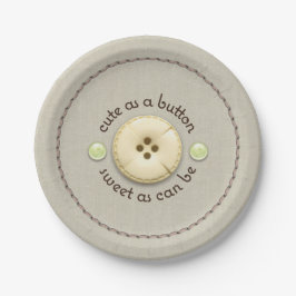 Assiettes En Carton Cute as a Button Baby shower Sip and See