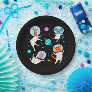 Assiettes En Carton Cute astronaute Animaux flottant dans l'espace