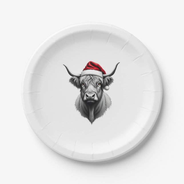 Assiettes En Carton Cute Baby Highland Cow Christmas Santa Gifts Xmas  (Devant)