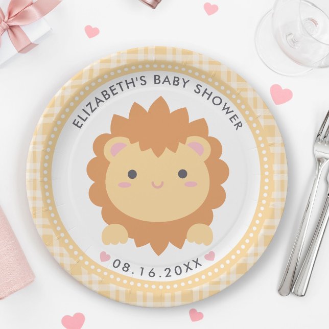 Assiettes En Carton Cute Baby Lion Cub Baby shower neutre genre (Créateur téléchargé)