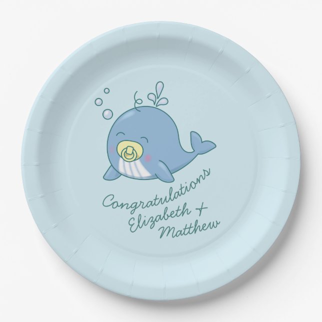 Assiettes En Carton Cute baleine Baby shower Kawaii (Devant)