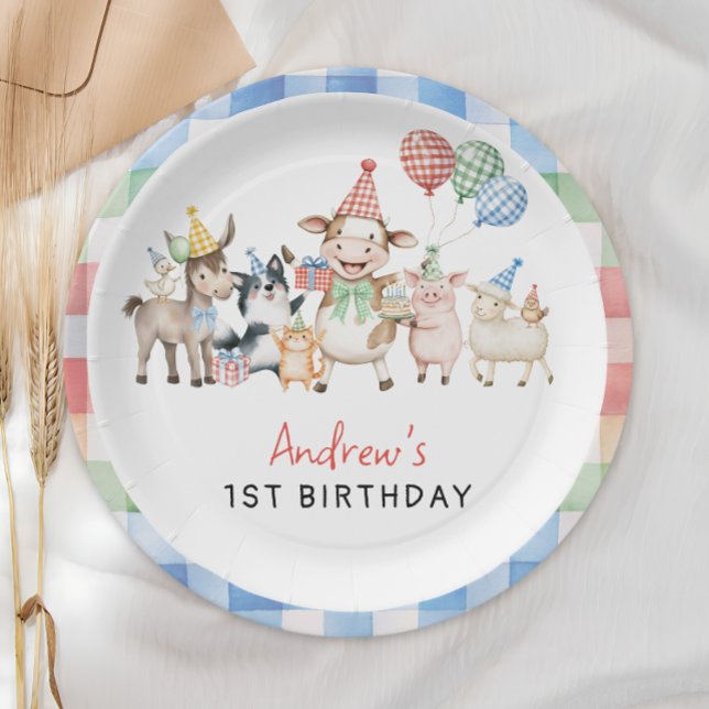 Assiettes En Carton Cute Barnyard Animaux de ferme Anniversaire (Créateur téléchargé)