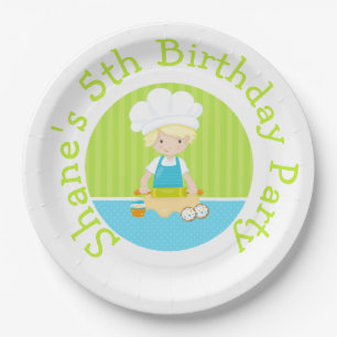 Assiettes En Carton Cute Blonde Cheveux Bois Baking Anniversaire