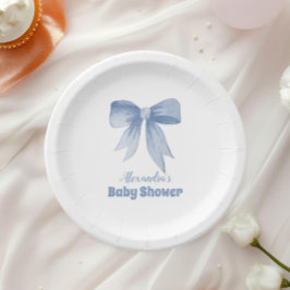 Assiettes En Carton Cute Blue Bow Ribbon Baby Boy Douche garçon