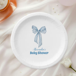 Assiettes En Carton Cute Blue Bow Ribbon Baby Boy Douche garçon