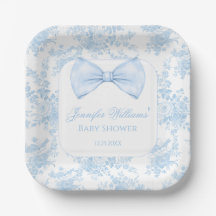 Cute Blue Toile Floral Bow Cravate bébé garçon dou