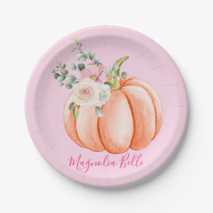 Assiettes En Carton Cute Blush Pink Spring Floral Nom du petit Citroui