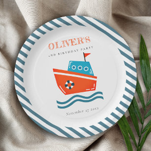 Assiettes En Carton Cute Bright Kids Nautical Boat N'Importe Quel Âge 
