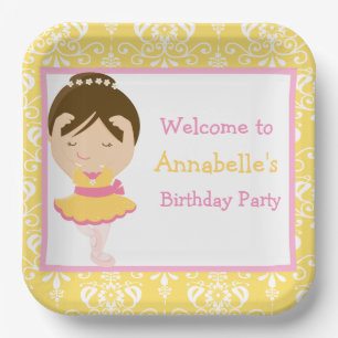 Assiettes En Carton Cute Brunette Ballerina fête d'anniversaire