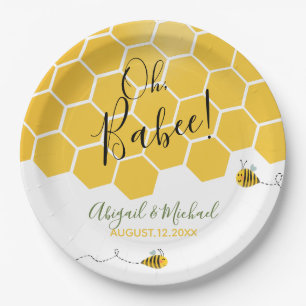 Assiettes En Carton Cute Bumblebebees Thème Aquarelle Bee Baby shower