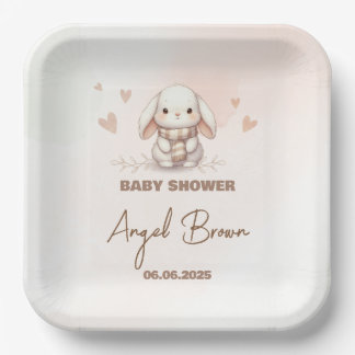 Assiettes En Carton Cute Bunny Baby Shower