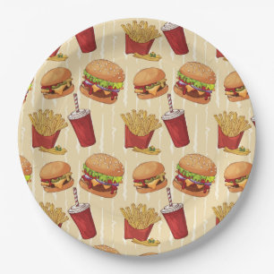 Assiettes En Carton Cute Burgers et Fries