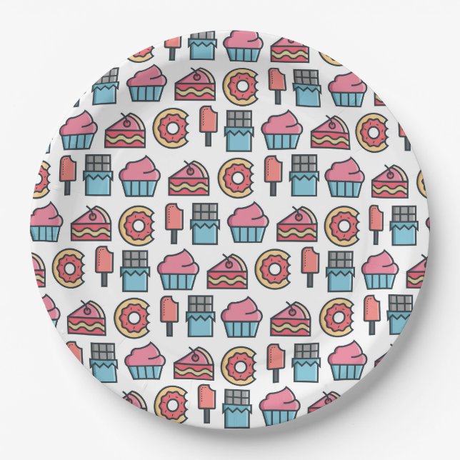 Assiettes En Carton Cute Cakes and Desserts (Devant)