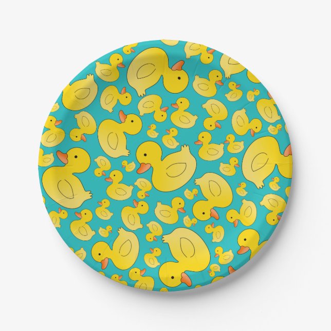Assiettes En Carton Cute canard en caoutchouc turquoise (Devant)
