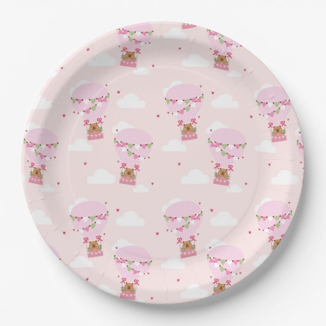 Assiettes En Carton Cute Capybara Hot Air Balloon (Devant)